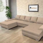 Wixy U Form Világos fahéj ágyazható ülőgarnitúra