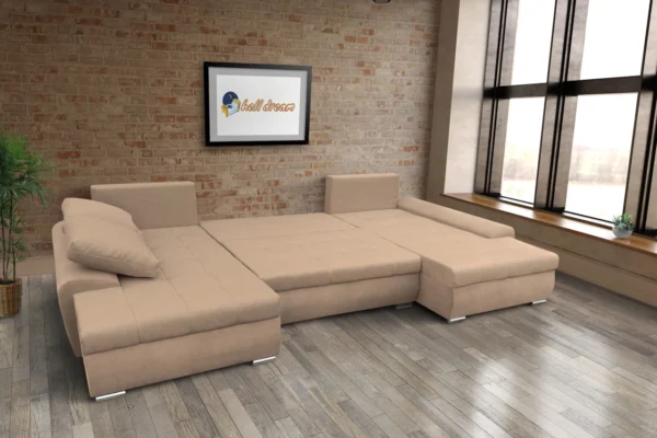 Wixy u form világos fahéj ágyazható ülőgarnitúra