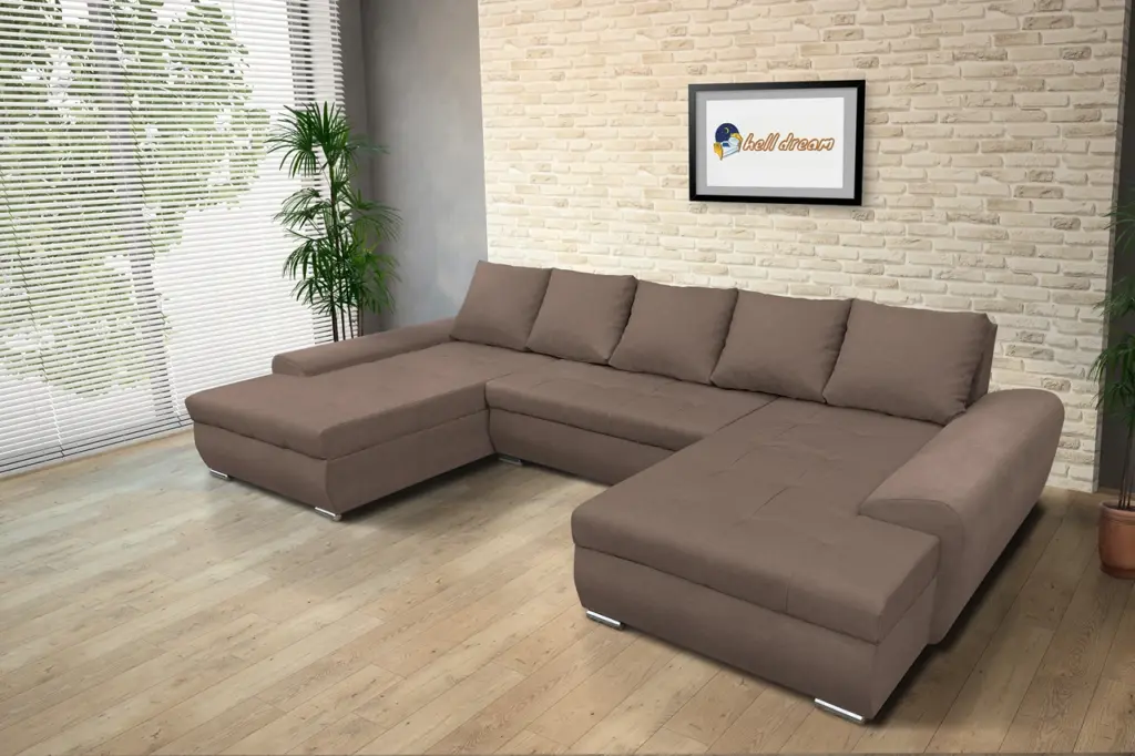 Wixy U Form pasztell taupe ágyazható ülőgarnitúra