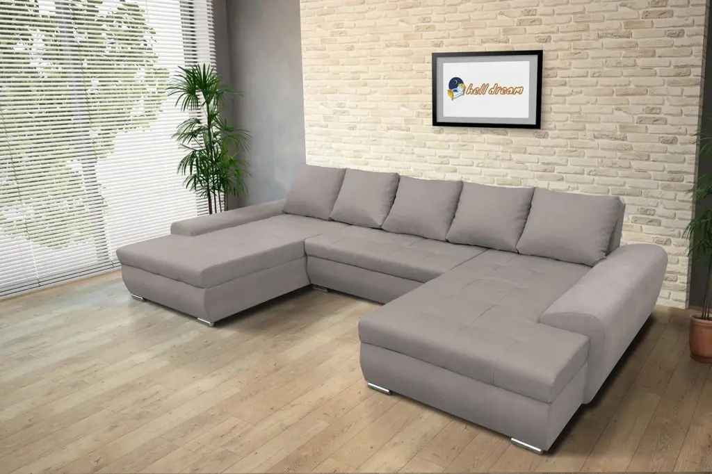 Wixy U Form szamárszürke ágyazható ülőgarnitúra