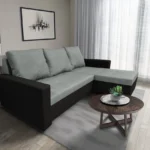 Fáraó sarokkanapé fekete óezüst szövet