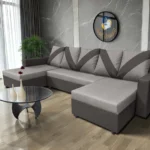 WOW U alakú sarokkanapé kvarcszürke - szamárszürke szövet