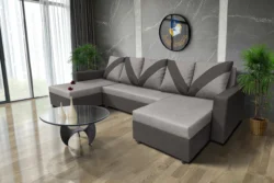 WOW U alakú sarokkanapé kvarcszürke - szamárszürke szövet