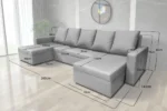 WOW U alakú sarokkanapé méretei HD