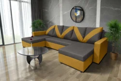 WOW U alakú sarokkanapé őszarany - kvarcszürke szövet