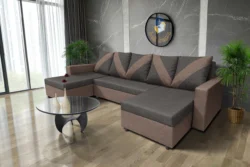 WOW U alakú sarokkanapé pasztell taupe - kvarcszürke szövet