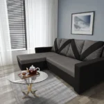 WOW sarokkanapé fekete - kvarcszürke szövet