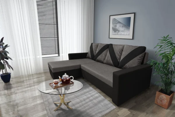 Wow sarokkanapé fekete - kvarcszürke szövet Wow sarokkanapé fekete - kvarcszürke szövet