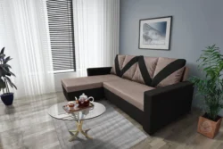 WOW sarokkanapé fekete - pasztell taupe szövet