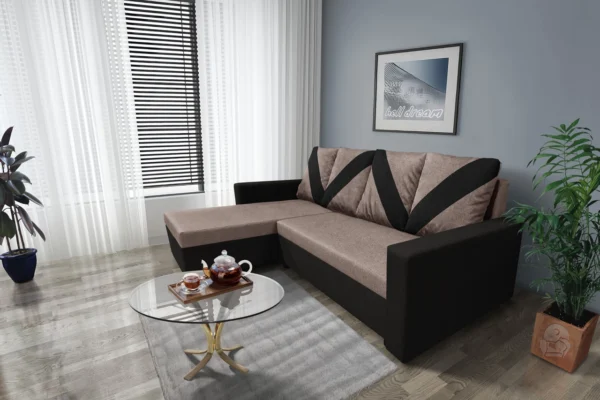 Wow sarokkanapé fekete - pasztell taupe szövet Wow sarokkanapé fekete - pasztell taupe szövet