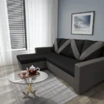 WOW sarokkanapé kvarcszürke - fekete szövet