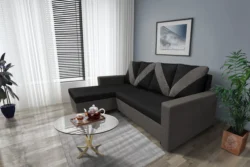 WOW sarokkanapé kvarcszürke - fekete szövet