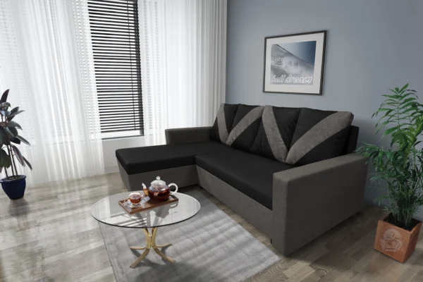 Wow sarokkanapé kvarcszürke - fekete szövet Wow sarokkanapé kvarcszürke - fekete szövet