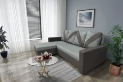 WOW sarokkanapé kvarcszürke - óezüst szövet