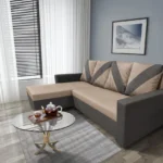 WOW sarokkanapé kvarcszürke - világos fahéj szövet