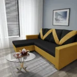 WOW sarokkanapé őszarany - fekete szövet