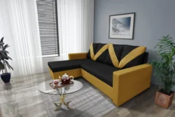 WOW sarokkanapé őszarany - fekete szövet