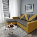 WOW sarokkanapé őszarany - kvarcszürke szövet