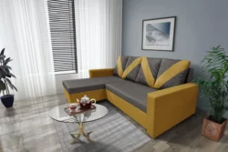 WOW sarokkanapé őszarany - kvarcszürke szövet