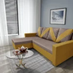 WOW sarokkanapé őszarany - pasztell taupe szövet