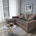 WOW sarokkanapé pasztell taupe - kvarcszürke szövet