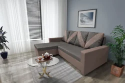 WOW sarokkanapé pasztell taupe - kvarcszürke szövet