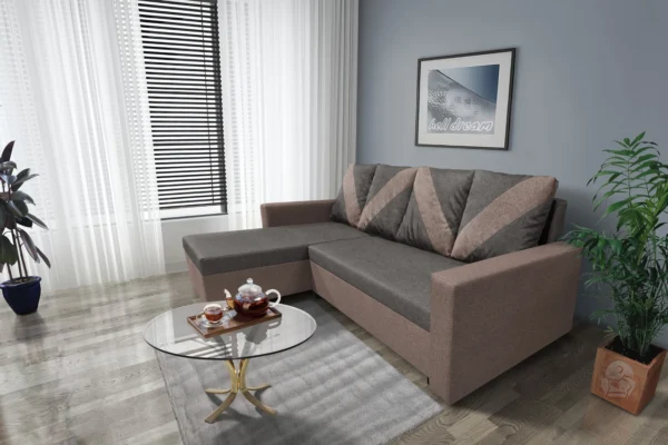 Wow sarokkanapé pasztell taupe - kvarcszürke szövet Wow sarokkanapé pasztell taupe - kvarcszürke szövet