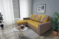 WOW sarokkanapé pasztell taupe - őszarany