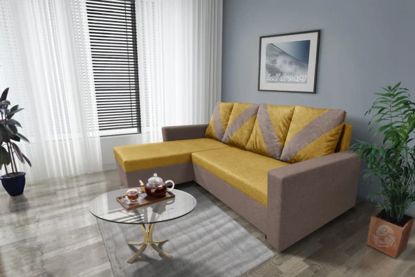 Wow sarokkanapé pasztell taupe - őszarany