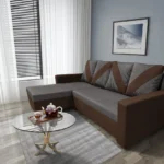 WOW sarokkanapé sötét mahagóni - kvarcszürke szövet