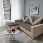 WOW sarokkanapé világos fahéj - kvarcszürke szövet