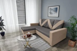 WOW sarokkanapé világos fahéj - kvarcszürke szövet