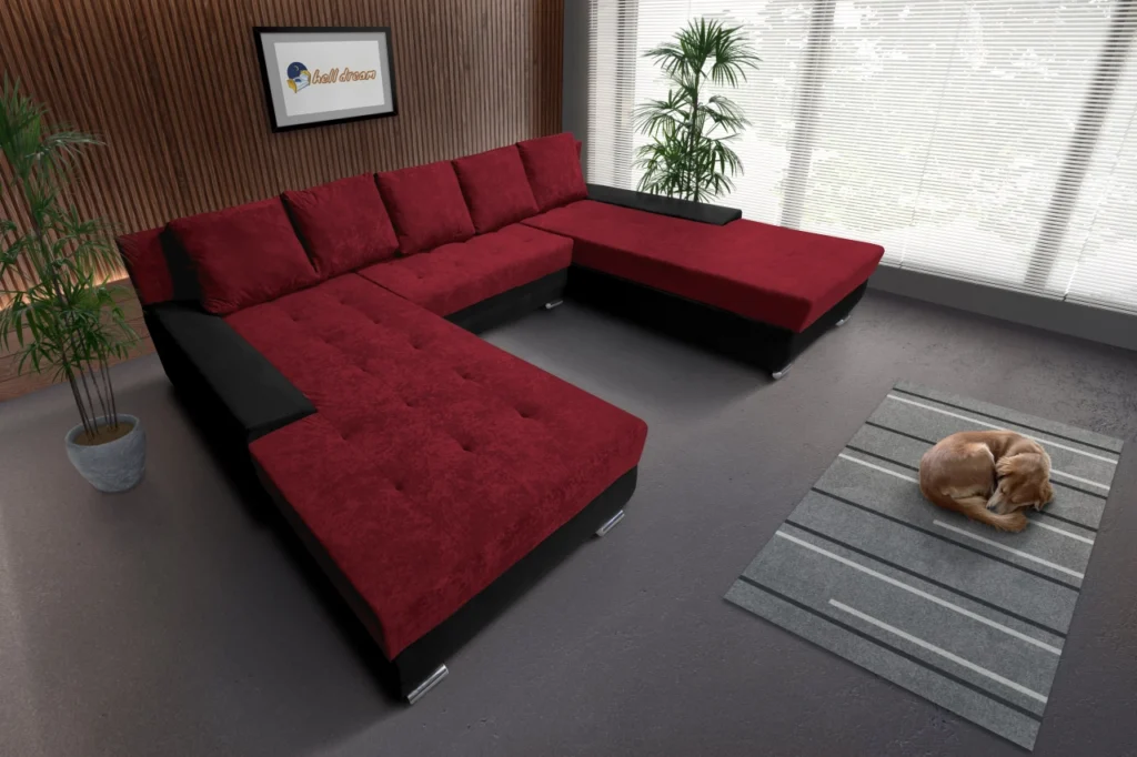 Wixy Giga u sarokkanapé fekete és antik rubintvörös színben
