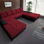 Wixy Giga u sarokkanapé fekete és antik rubintvörös színben