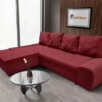 Wixy Silver L alakú sarokkanapé ágyazható antik rubintvörös színben