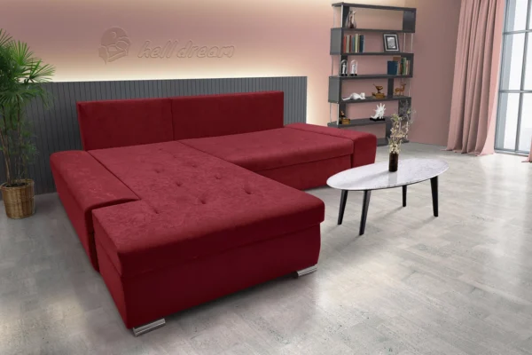 Wixy silver l alakú sarokkanapé ágyazható antik rubintvörös színben csábító 2 méretben - image 3