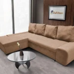 Wixy Silver L alakú sarokkanapé ágyazható halvány taupe színben