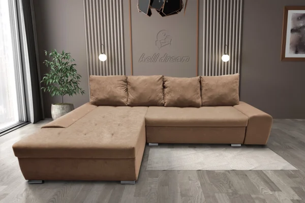 Wixy silver l alakú sarokkanapé ágyazható halvány taupe színben