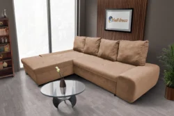 Wixy Silver L alakú sarokkanapé ágyazható halvány taupe színben