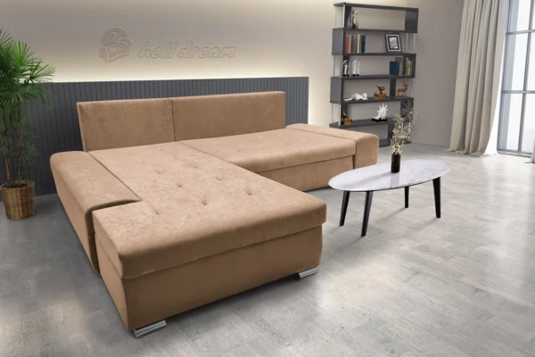 Wixy silver l alakú sarokkanapé ágyazható halvány taupe színben