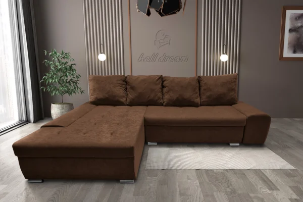 Wixy silver l alakú sarokkanapé ágyazható havannabarna színben