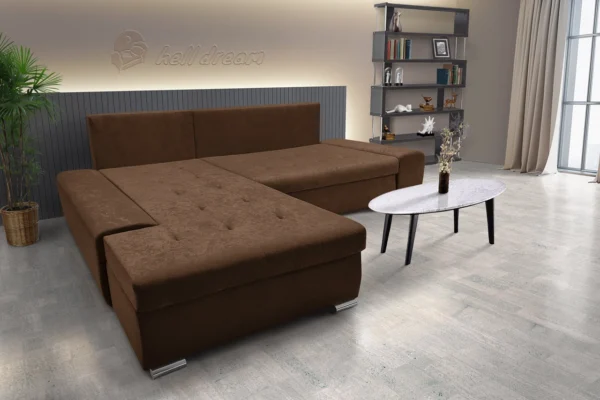 Wixy silver l alakú sarokkanapé ágyazható havannabarna színben