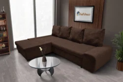 Wixy Silver L alakú sarokkanapé ágyazható kóla színben