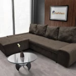 Wixy Silver L alakú sarokkanapé ágyazható mély mályvabarna színben