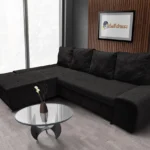 Wixy Silver L alakú sarokkanapé ágyazható sejtelmes fekete színben