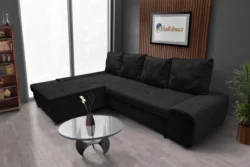 Wixy Silver L alakú sarokkanapé ágyazható sejtelmes fekete színben