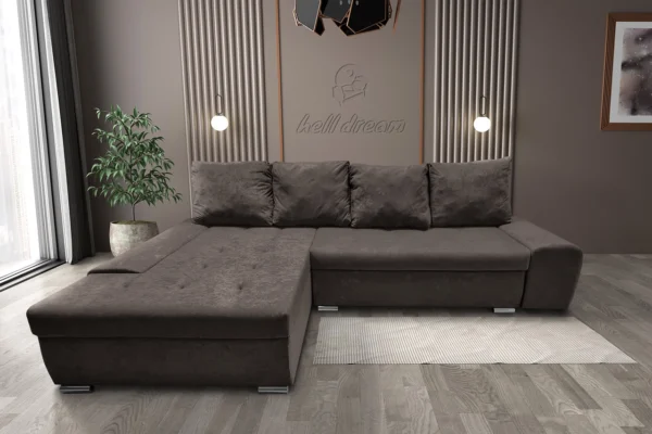 Wixy silver l alakú sarokkanapé ágyazható taupe szürke színben