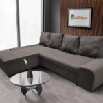 Wixy Silver L alakú sarokkanapé ágyazható taupe szürke színben