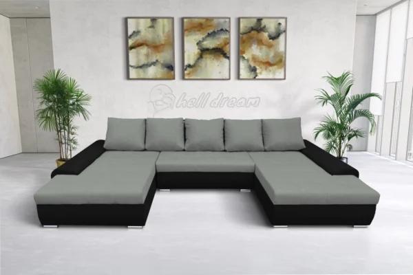 Wixy u form fekete és óezüst ágyazható ülőgarnitúra