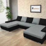 Wixy U Form Fekete és óezüst ágyazható ülőgarnitúra